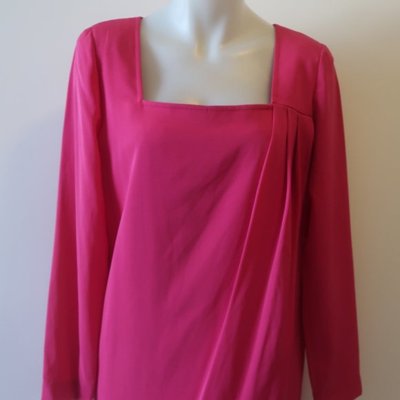 NWT Womens Jeannene Booher Fuchsia Pink Long Sleeve Shift Dress 8 * - Picture 4 of 8